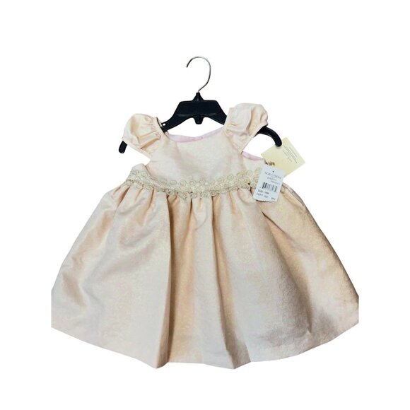 Laura Ashley London Baby Girl Pink & Gold Jacquard Dress NWT Size 18M - Picture 1 of 5